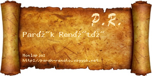Parák Renátó névjegykártya